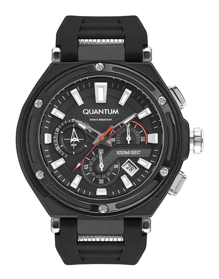 Quantum HNG1010.651 Takvimli 46-50 mm Siyah Silikon Kordon Analog Erkek Kol Saati