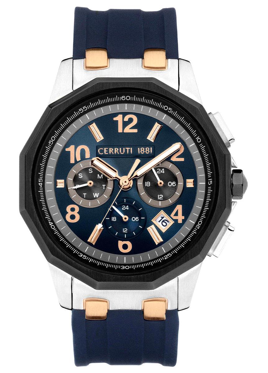 Cerruti 1881 CIWGQ2224102 Takvimli 44 mm Lacivert Silikon Kordon Analog Erkek Kol Saati