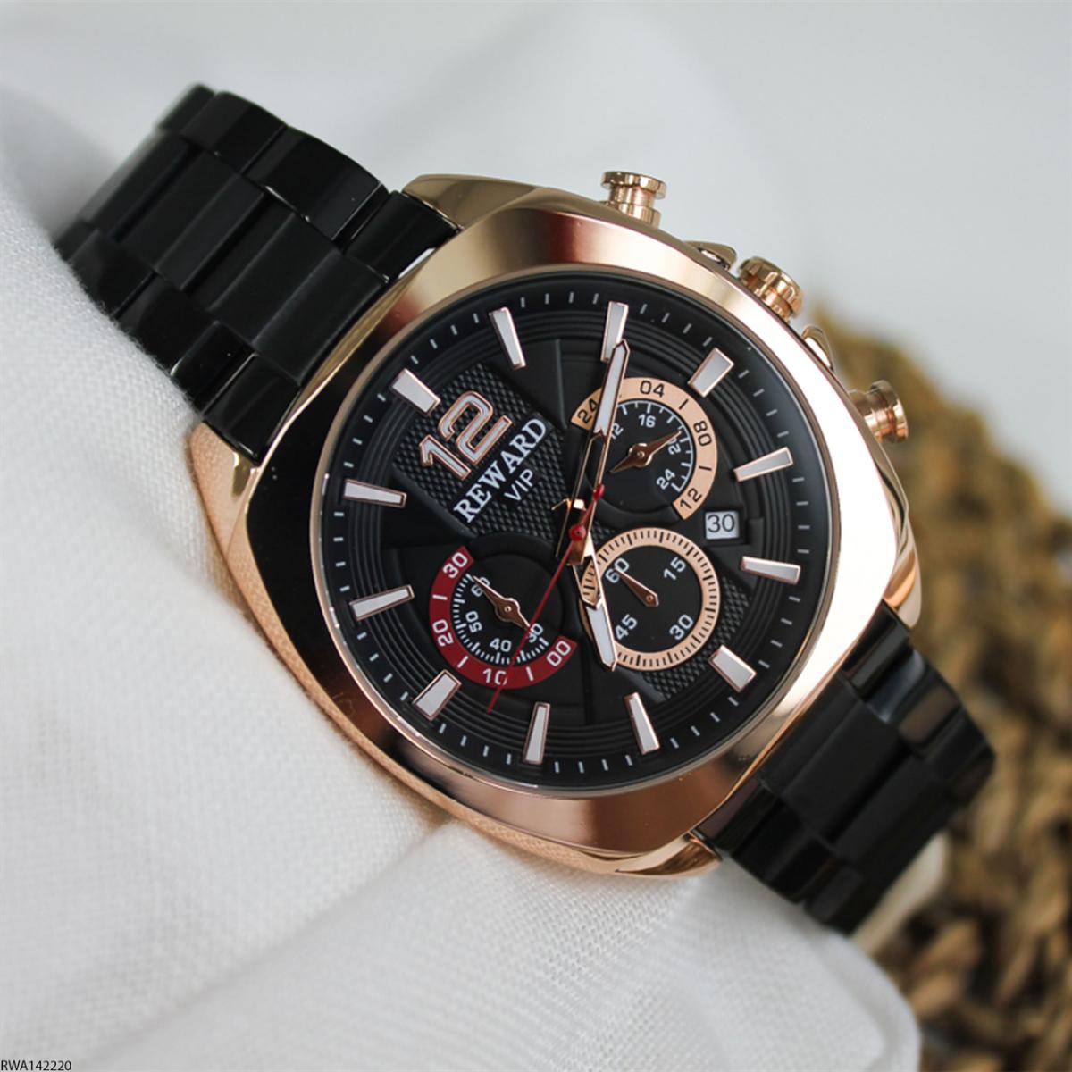 Reward RWA142220 Pusulalı Takvimli 45 mm Siyah Metal Kordon Analog Erkek Kol Saati
