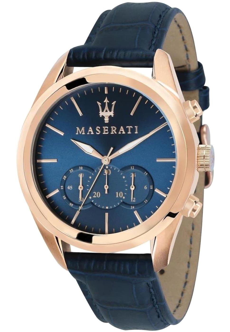 Maserati R8871612015 Takvimli 45 mm Lacivert Deri Kordon Analog Erkek Kol Saati