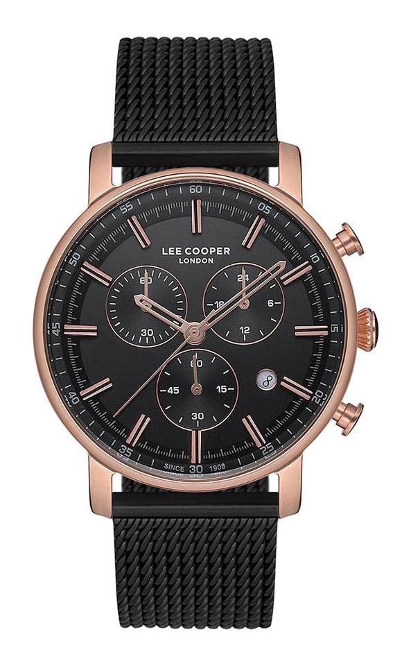 Lee Cooper LC07182.450 Takvimli 43 mm Siyah Çelik Kordon Analog Erkek Kol Saati