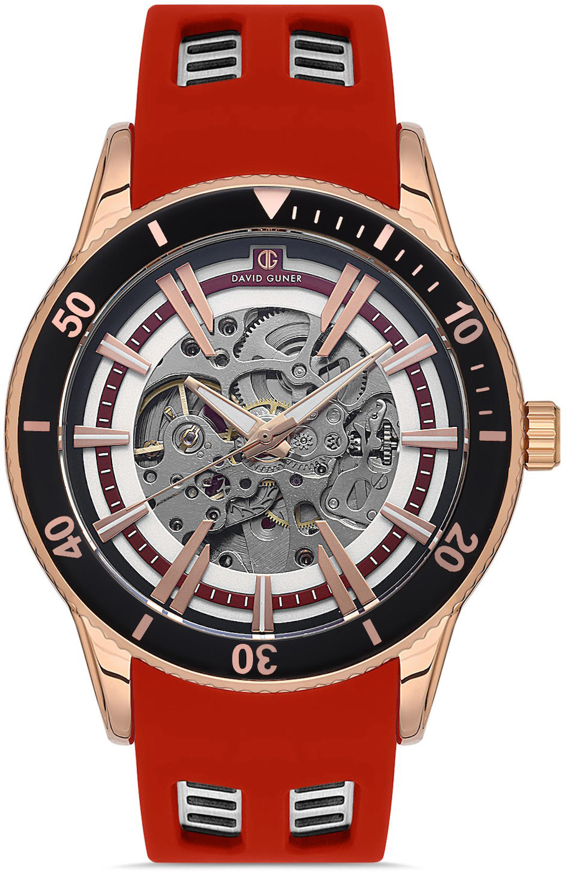 David Guner DG-8619GD-ZT1 Takvimli 42 mm Kırmızı Metal Kordon Analog Kol Saati