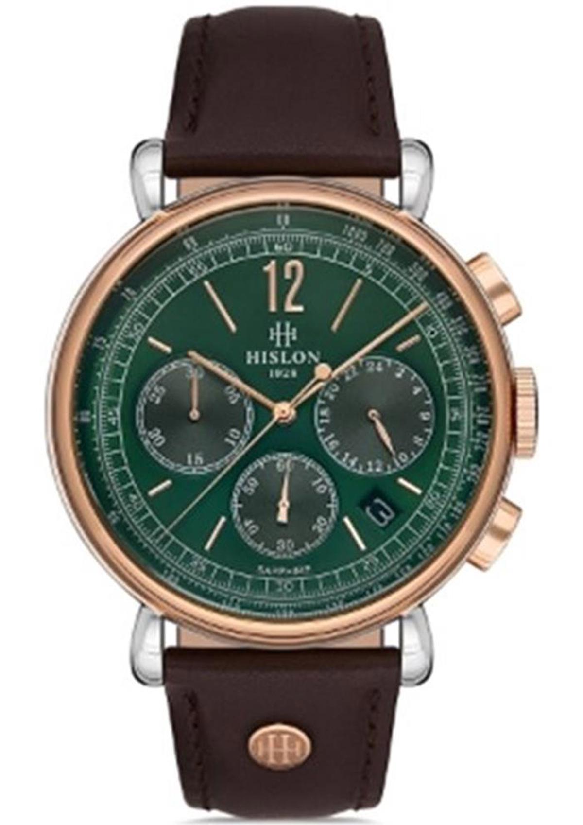 Hislon MS100T-15KR Pusulalı Takvimli 44 mm Kahverengi Çelik Kordon Analog Erkek Kol Saati