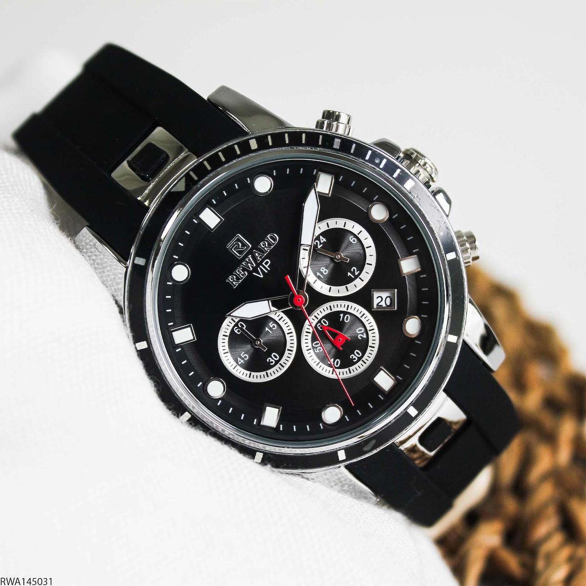 Reward RWA145031 Takvimli 44 mm Siyah Silikon Kordon Analog Erkek Kol Saati
