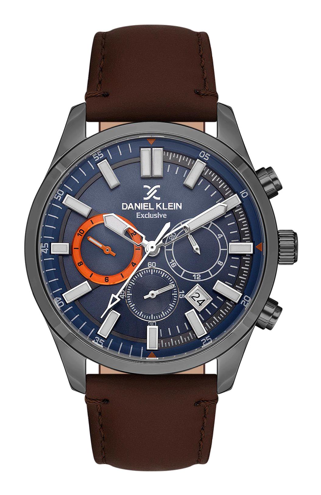 Daniel Klein DK.1.13635-4 Takvimli 43 mm Kahverengi Deri Kordon Analog Erkek Kol Saati