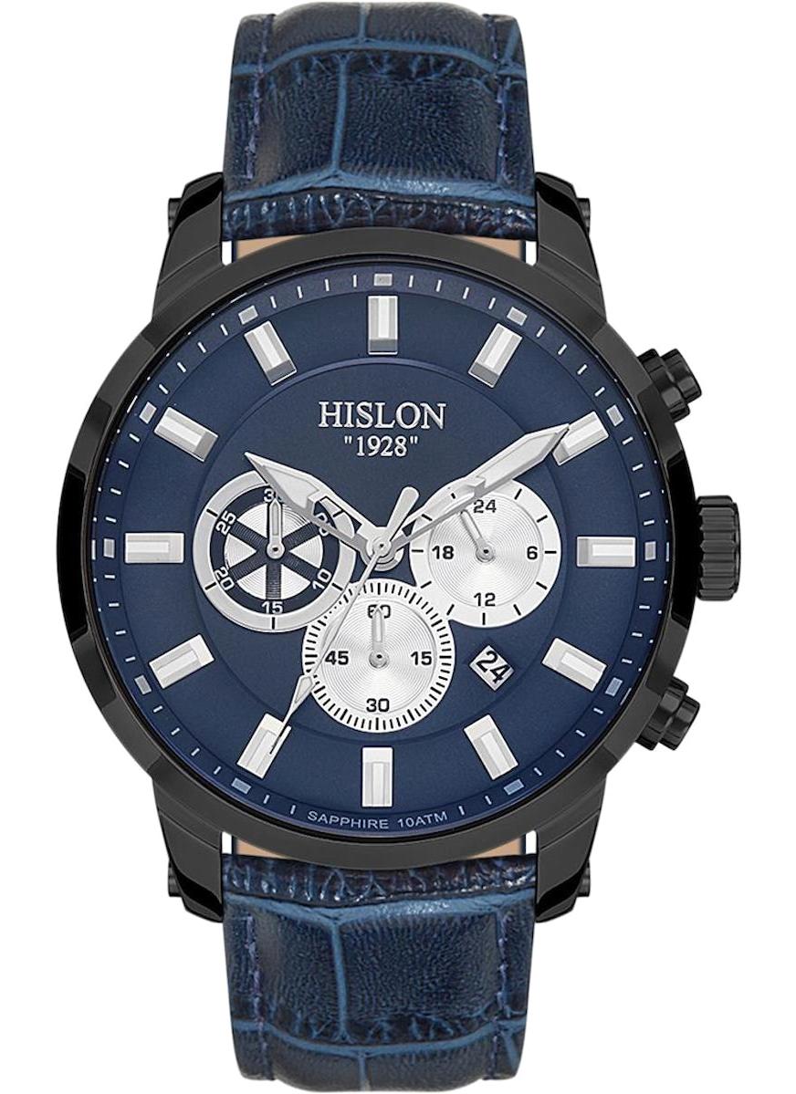 Hislon HISLON 3582-11751 Pusulalı Takvimli 43 mm Lacivert Deri Kordon Analog Kol Saati