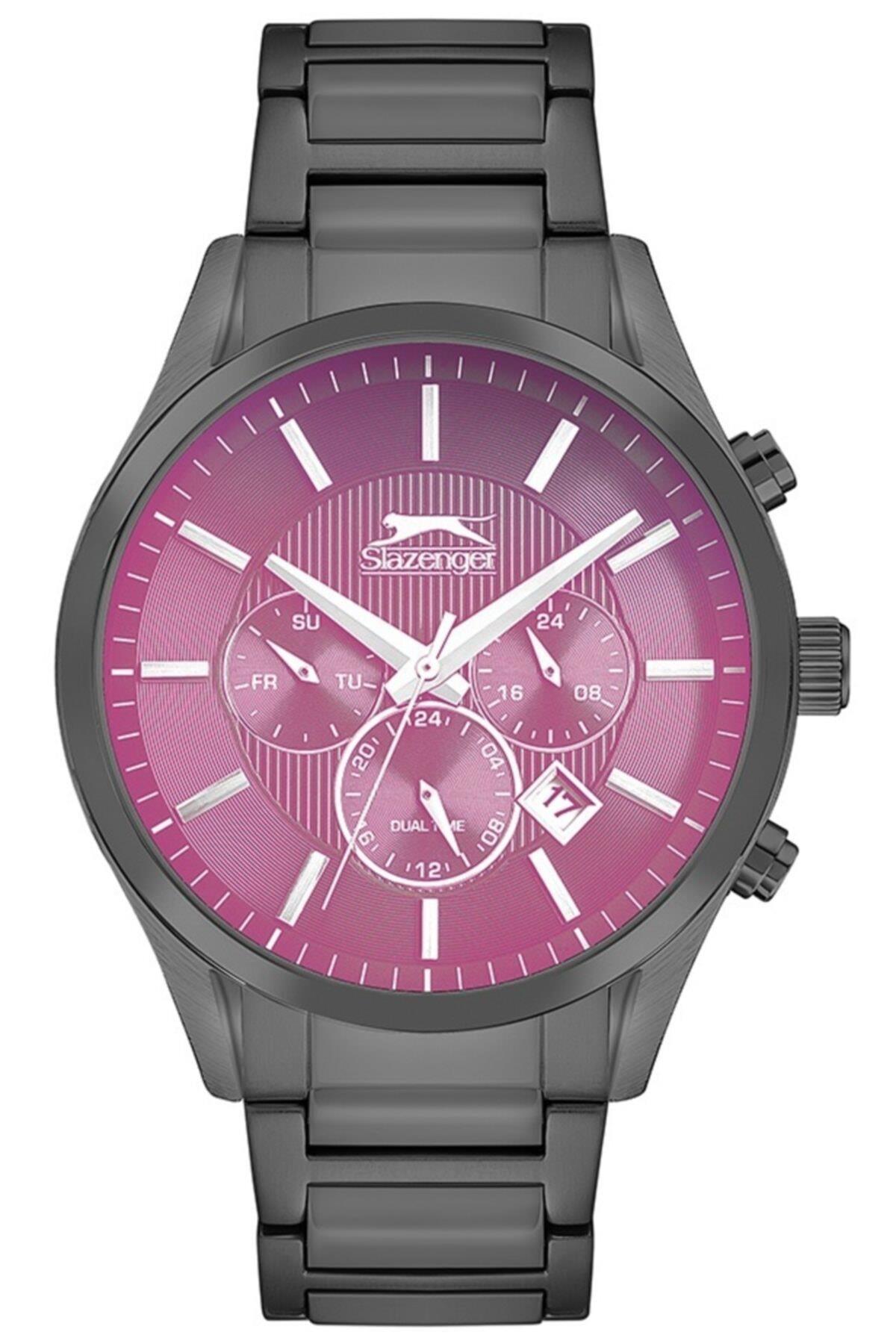 Slazenger SL.09.1850.2.02 Takvimli 45 mm Füme Çelik Kordon Analog Erkek Kol Saati