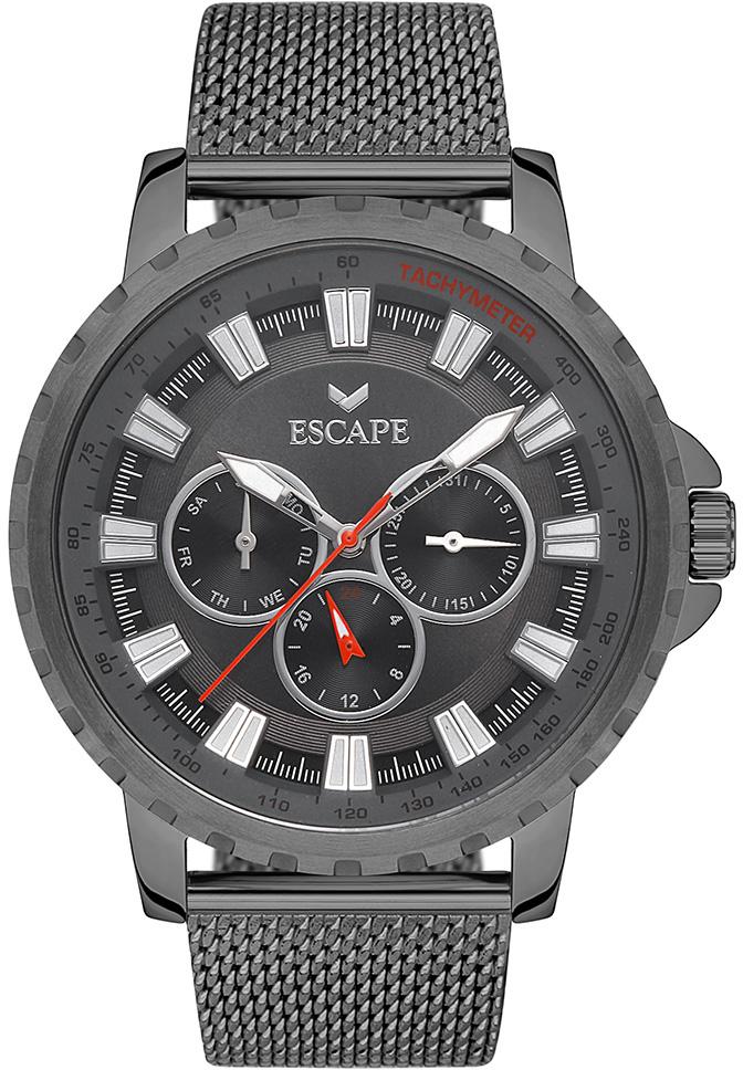 Escape ESCP102204 Takvimli 45 mm Füme Çelik Kordon Analog Erkek Kol Saati