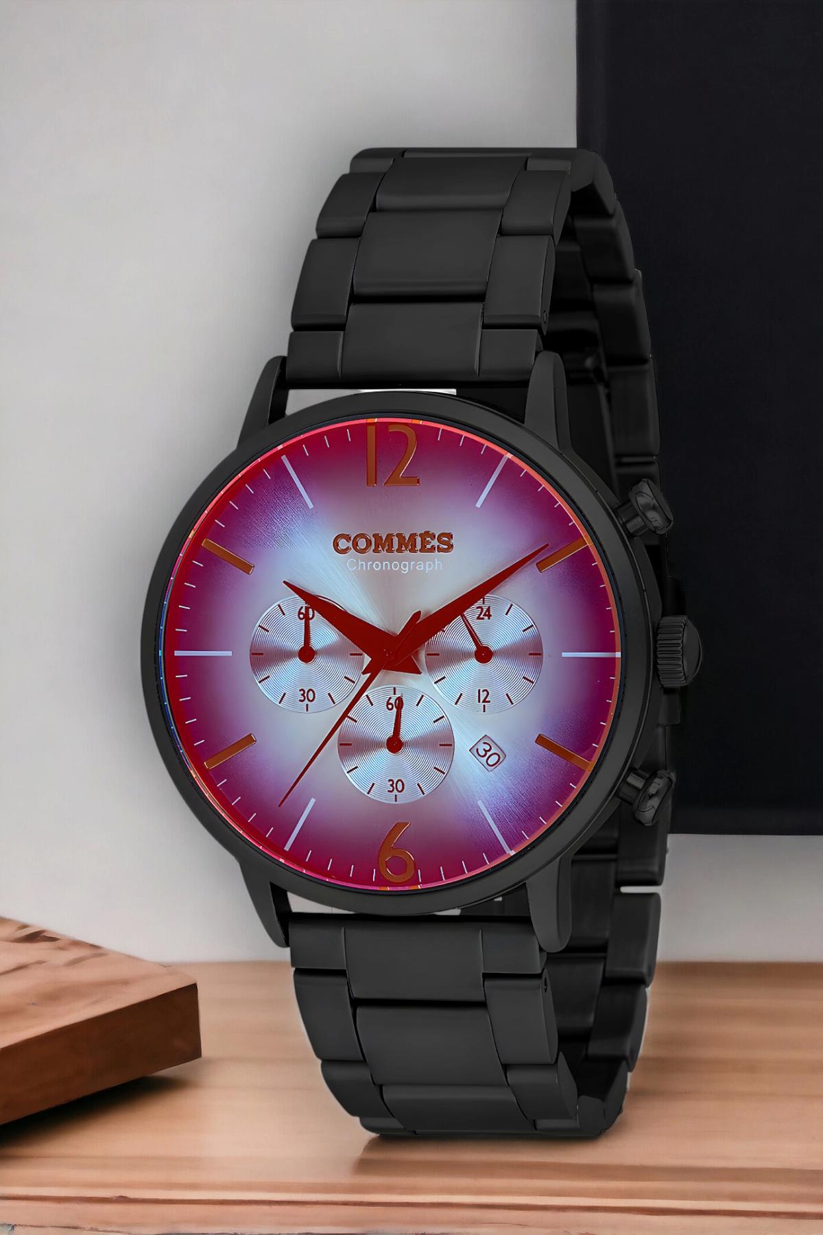 Commes ZMCMS033 Takvimli Siyah Çelik Kordon Analog Erkek Kol Saati