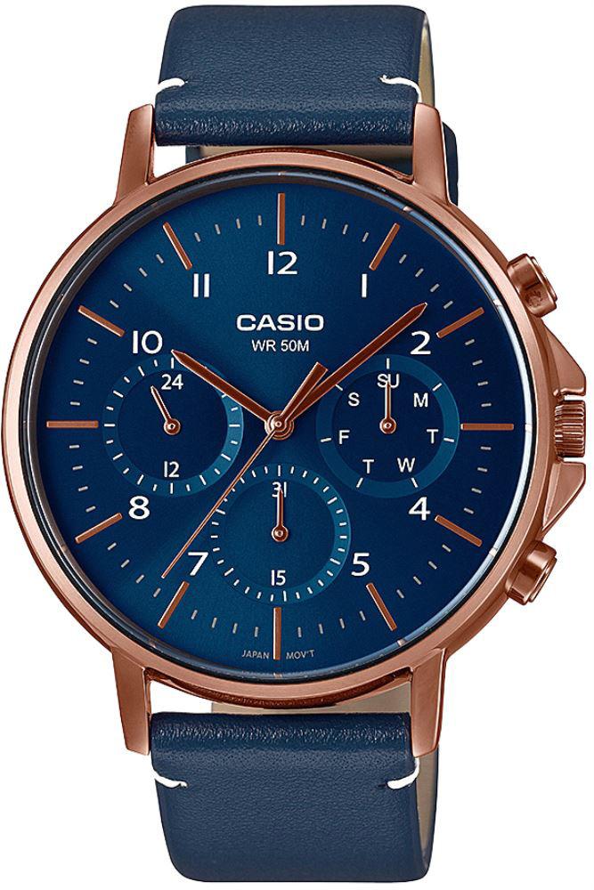 Casio MTP-E321RL-2A Takvimli Lacivert Deri Kordon Analog Kol Saati