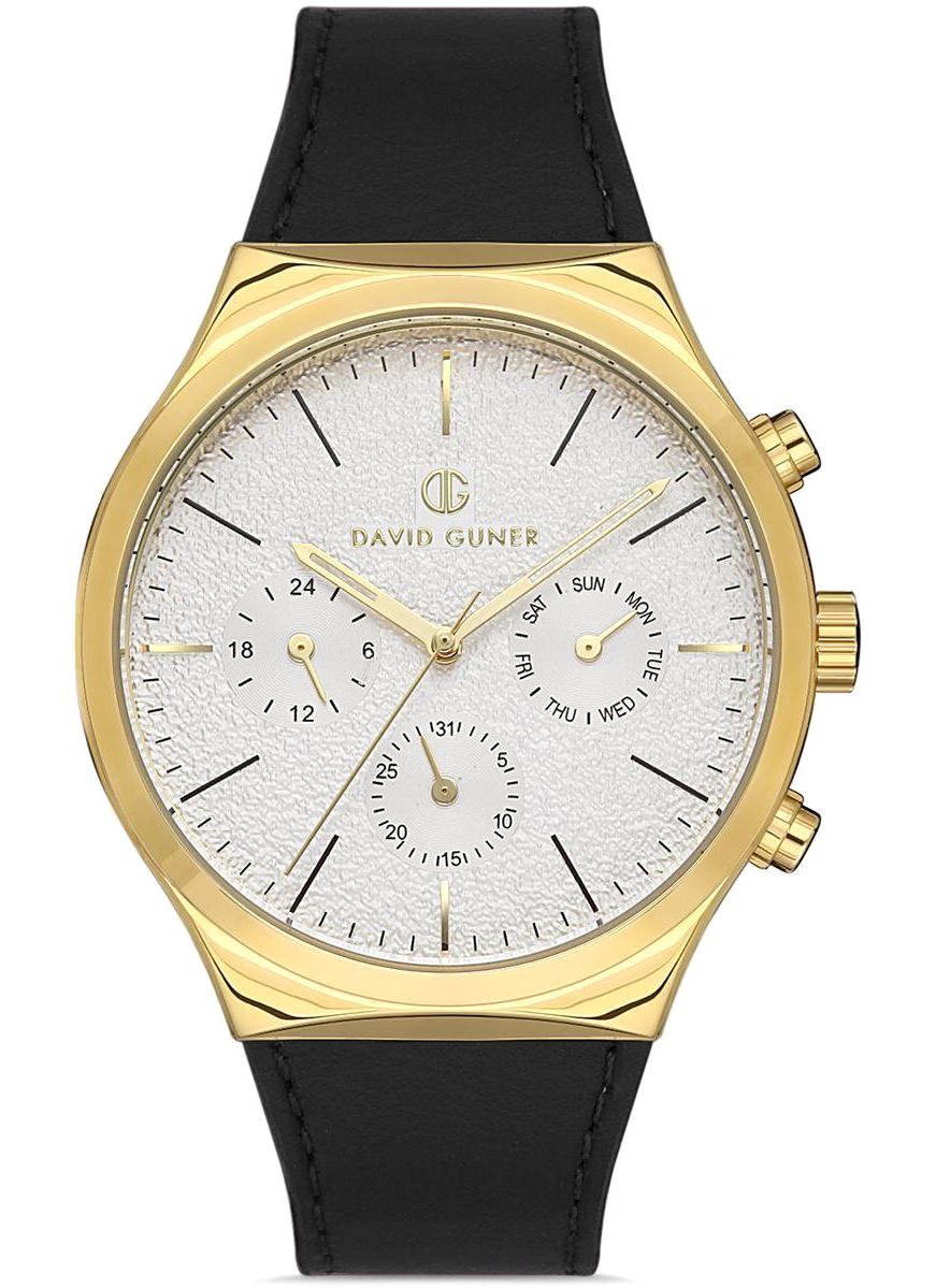 David Guner DG-8265GB-N1 Takvimli 42 mm Siyah Deri Kordon Analog Erkek Kol Saati