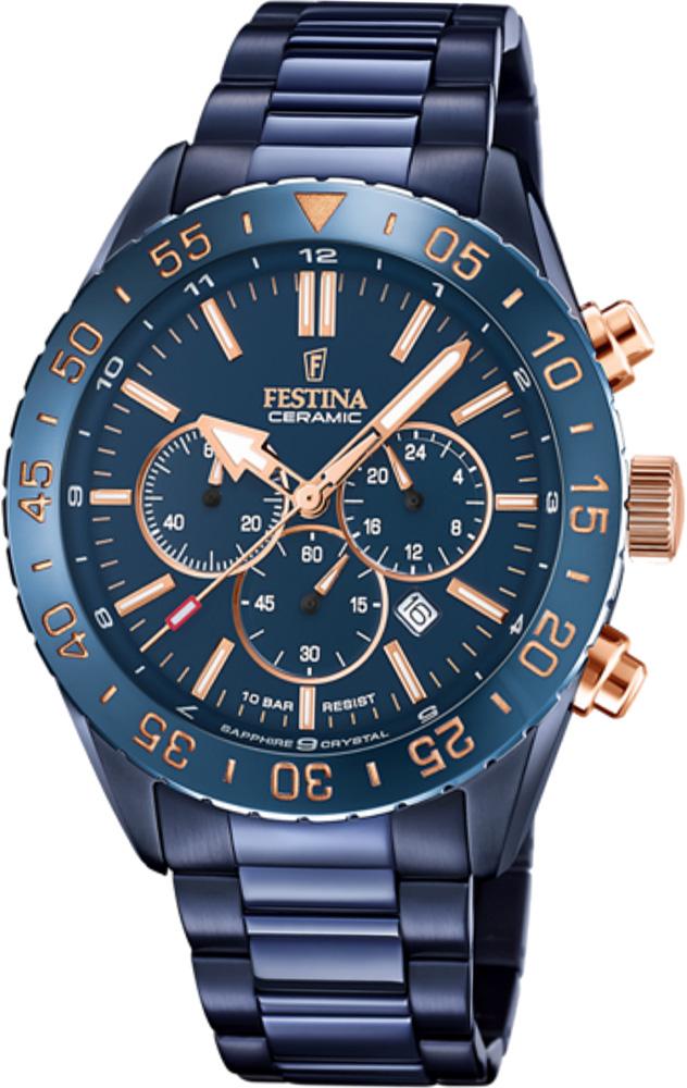 Festina F20576-1 Takvimli 44 mm Lacivert Çelik Kordon Analog Kol Saati