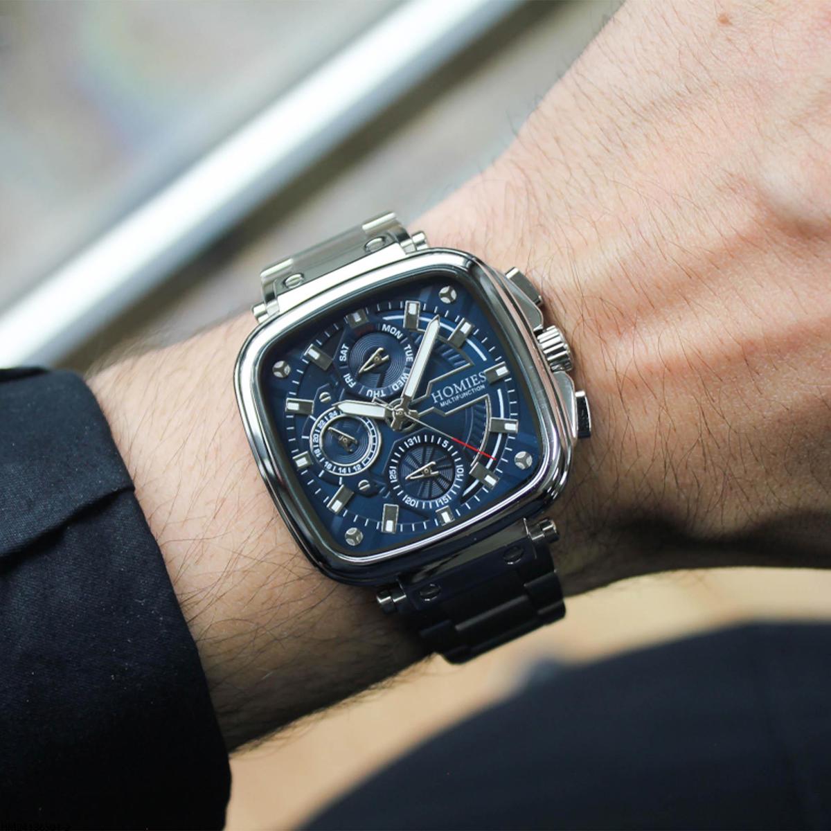 Homies HM24186S01-2 Pusulalı Takvimli 45 mm Çelik Kordon Analog Erkek Kol Saati