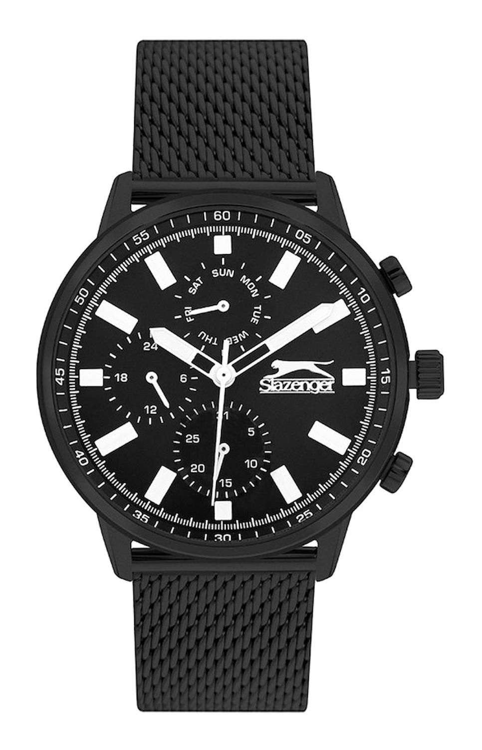 Slazenger SL.09.2263.2.06 Takvimli 45 mm Siyah Çelik Kordon Analog Kol Saati