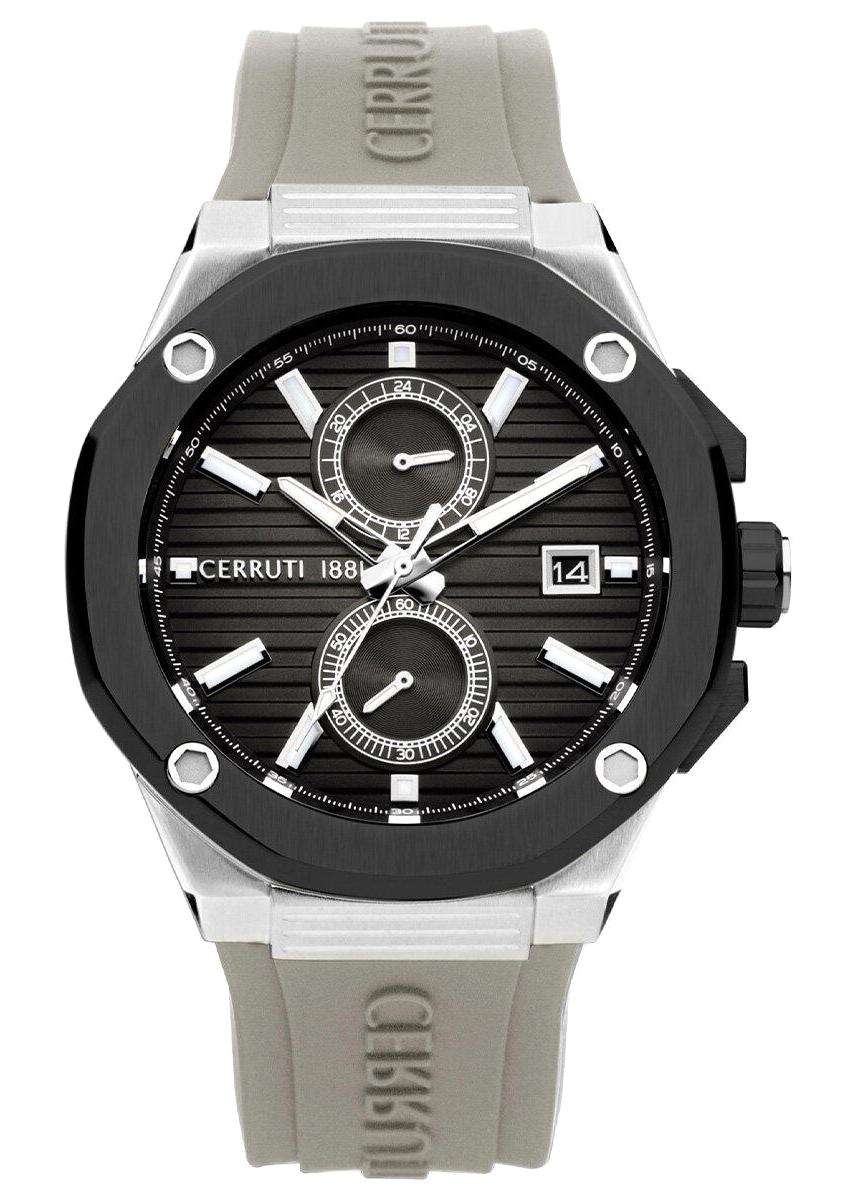 Cerruti 1881 CIWGQ0006904 Takvimli 45 mm Gri Silikon Kordon Analog Erkek Kol Saati