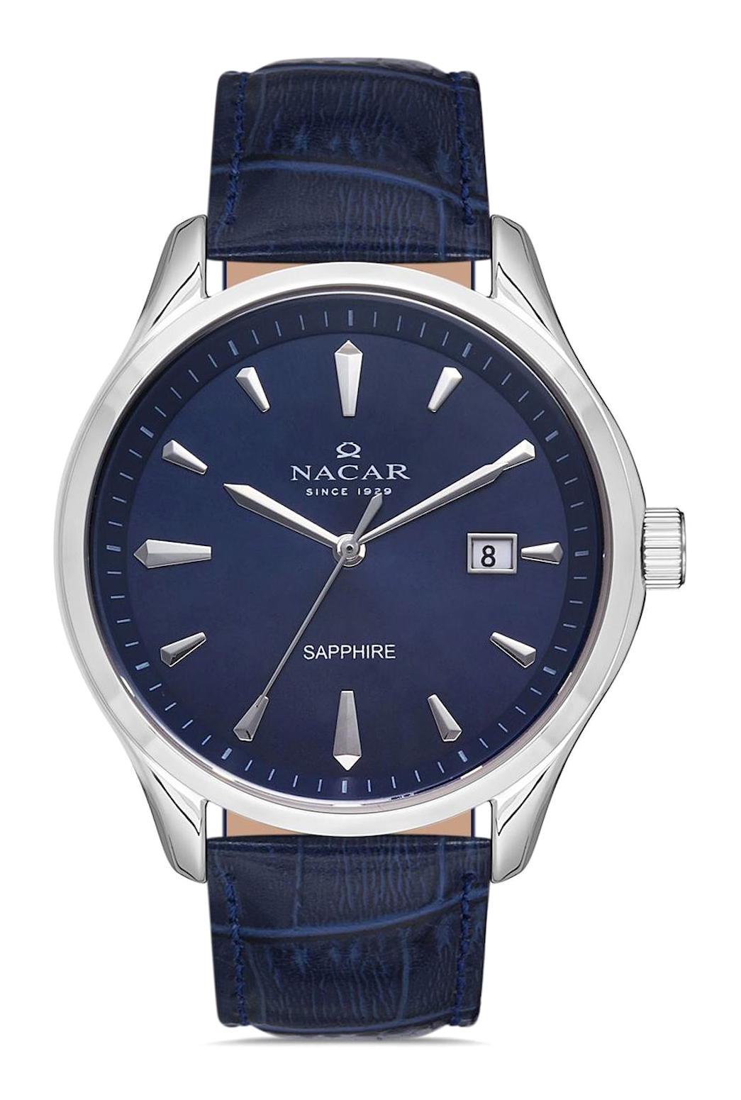 Nacar 31291761ALL3 Takvimli 44 mm Lacivert Çelik Kordon Analog Kol Saati