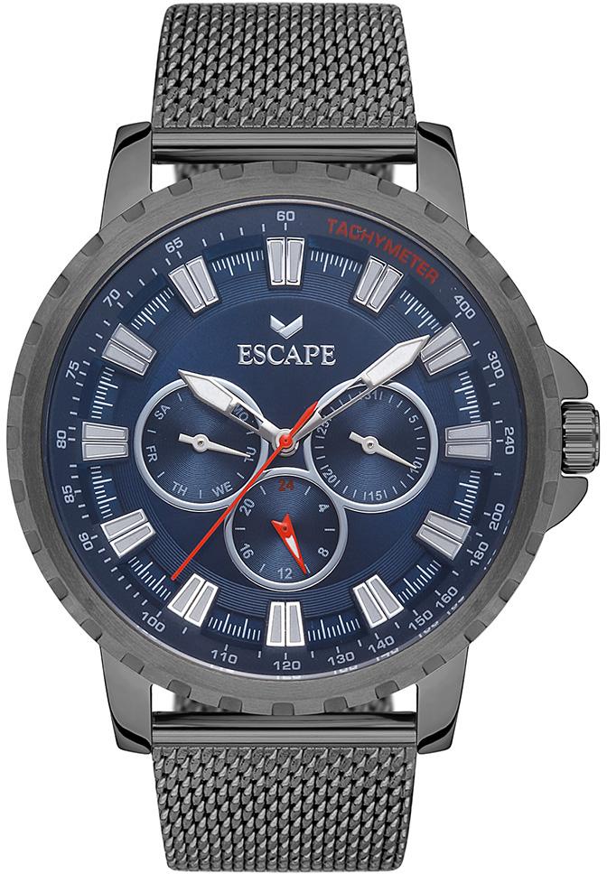 Escape ESCP102206 Takvimli 45 mm Füme Çelik Kordon Analog Erkek Kol Saati
