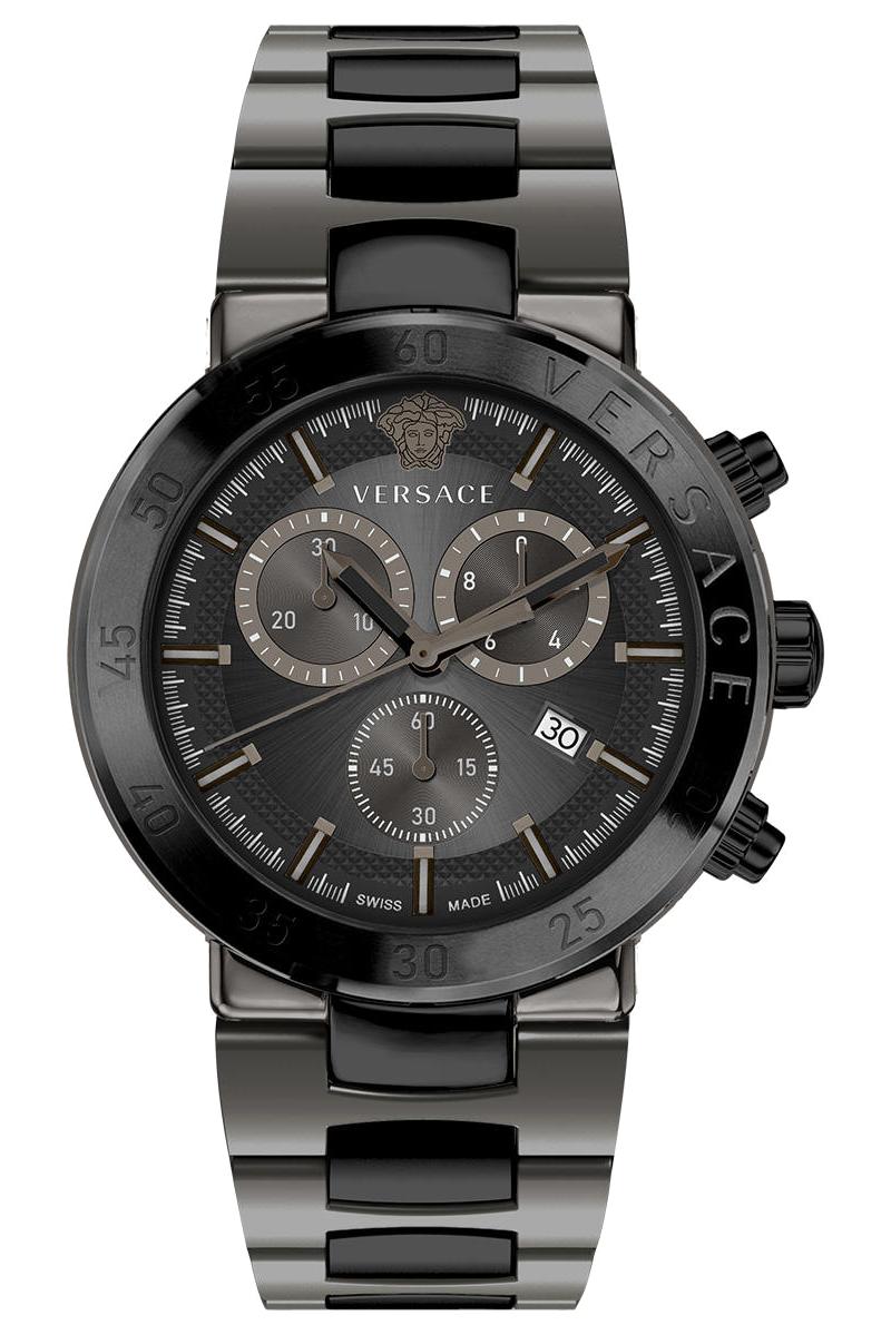 Versace VRSCVEPY01221 Takvimli 43 mm Antrasit Çelik Kordon Analog Erkek Kol Saati