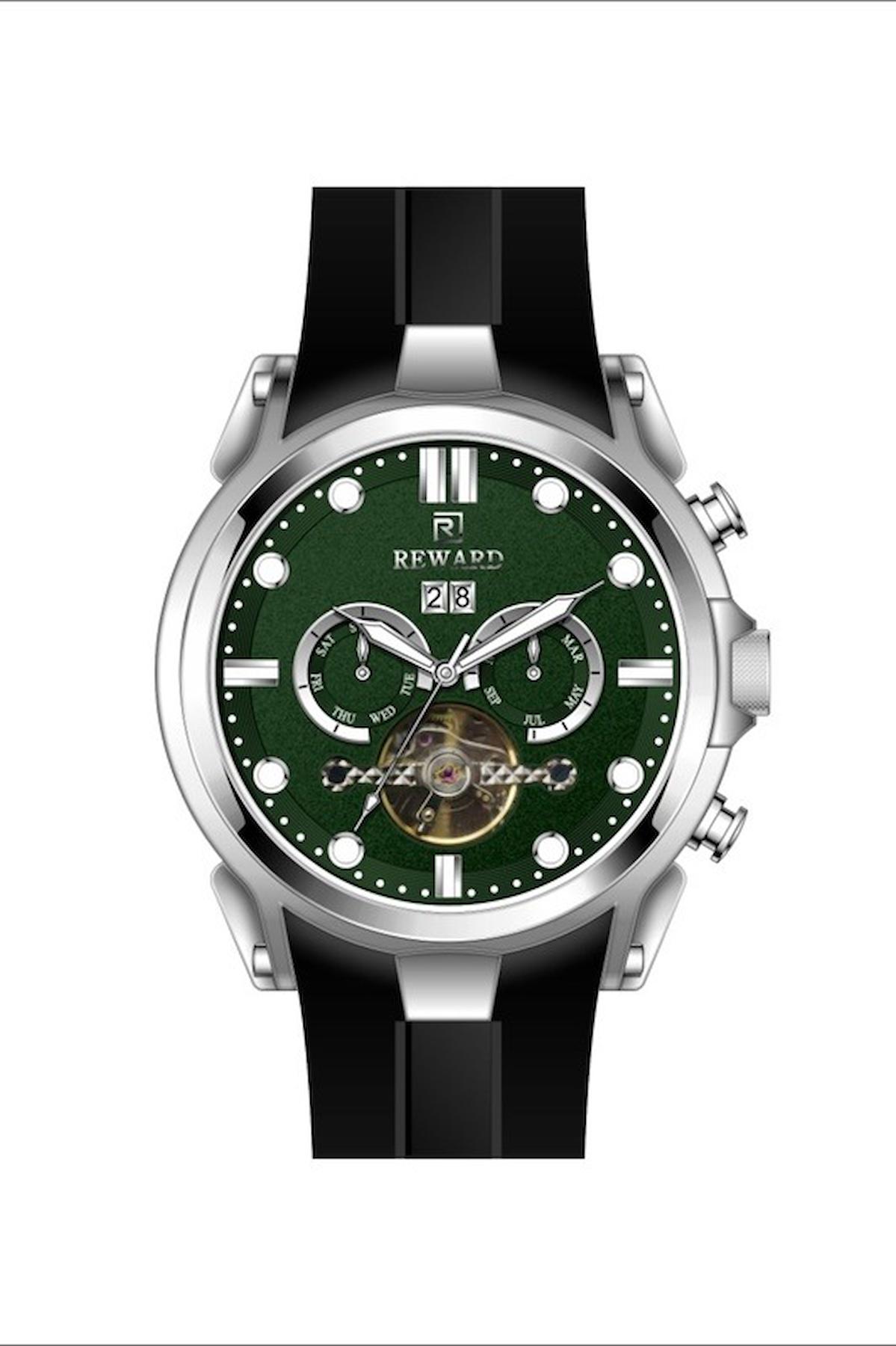 Reward A144946 Takvimli 47 mm Siyah Silikon Kordon Analog Erkek Kol Saati