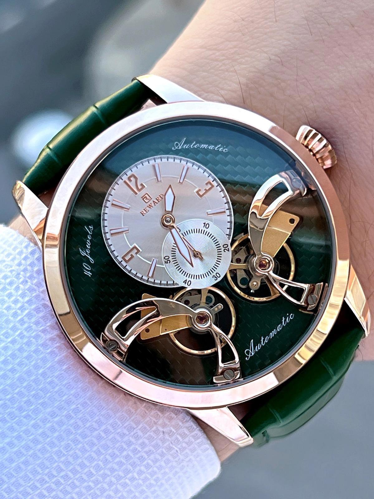 Reward EA.145140 44 mm Yeşil Deri Kordon Analog Erkek Kol Saati