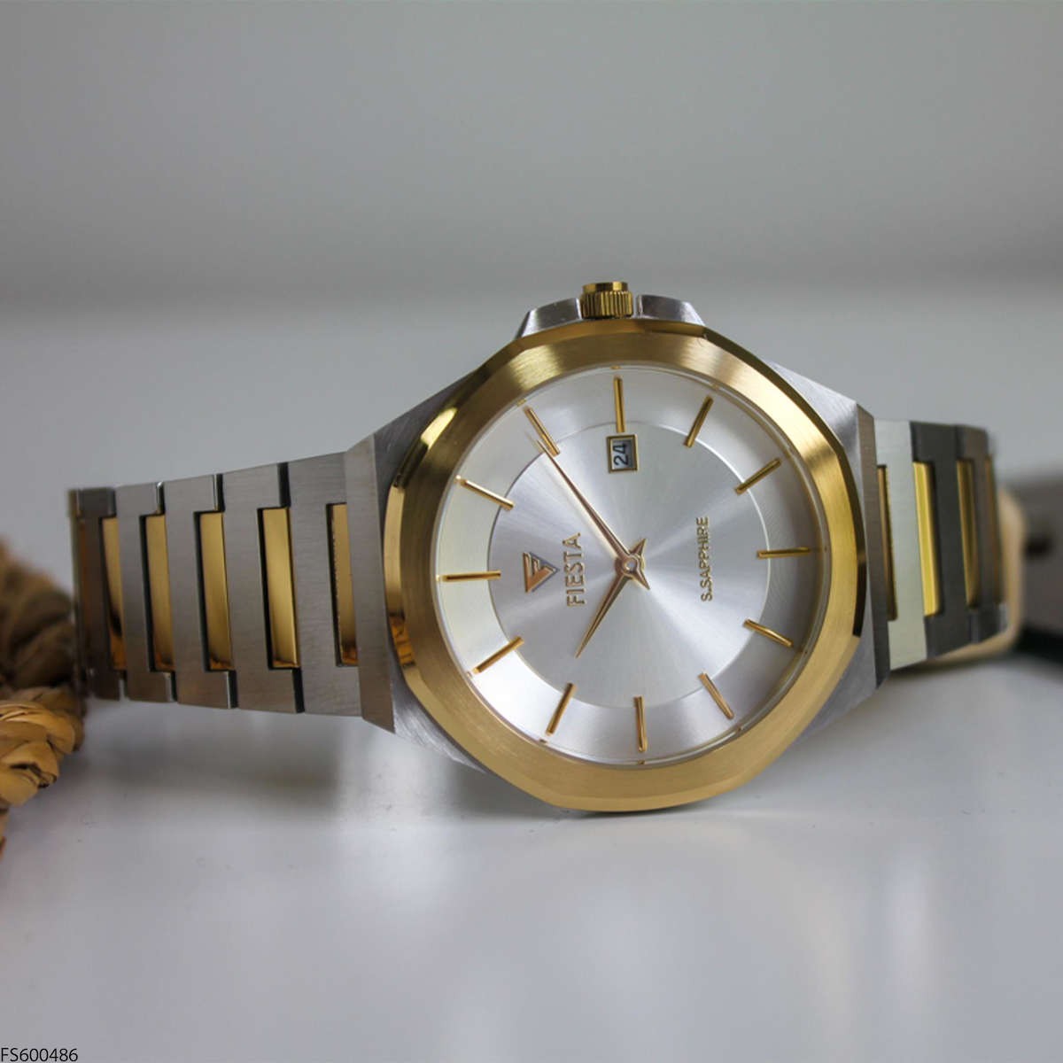 Fiesta FS600486 Takvimli 42 mm Altın-Çelik Kordon Analog Erkek Kol Saati