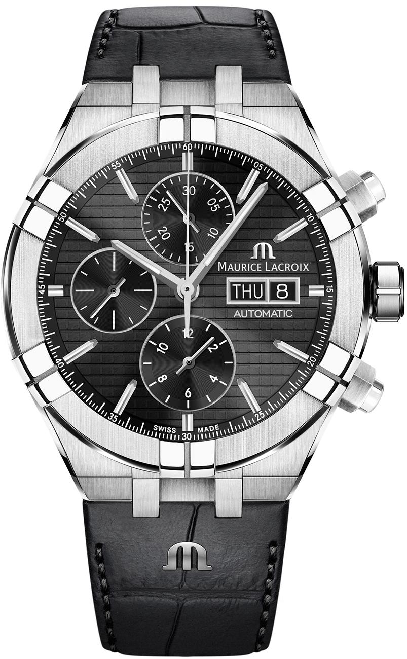 Maurice Lacroix AI6038-SS001-330-1 Pusulalı Takvimli 44 mm Siyah Deri Kordon Analog Kol Saati