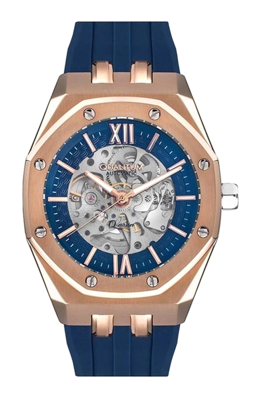 Quantum QMG1074.999 46-50 mm Mavi Silikon Kordon Analog Erkek Kol Saati