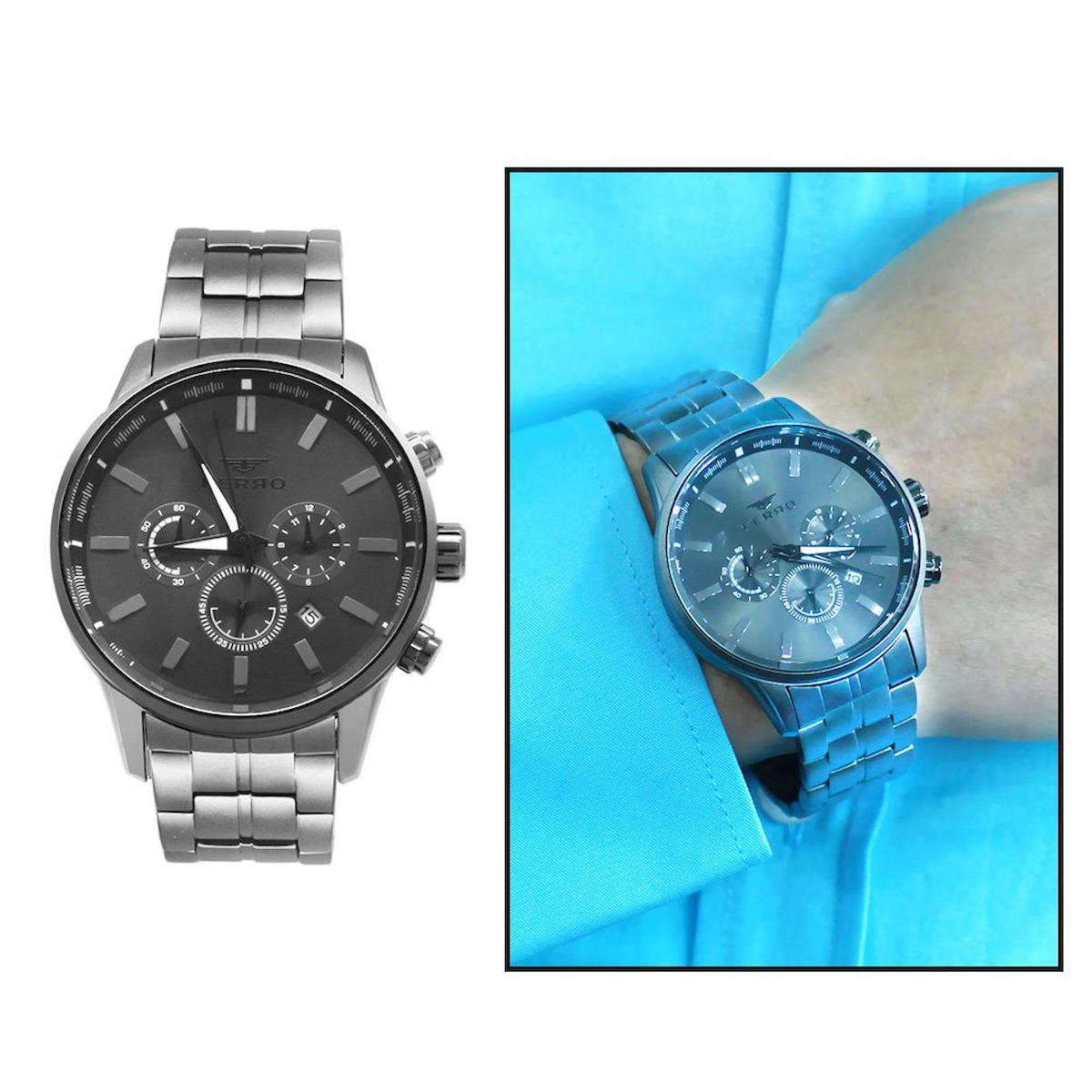 Ferro TH-FM31084A-V Takvimli 44 mm Çelik Kordon Analog Erkek Kol Saati