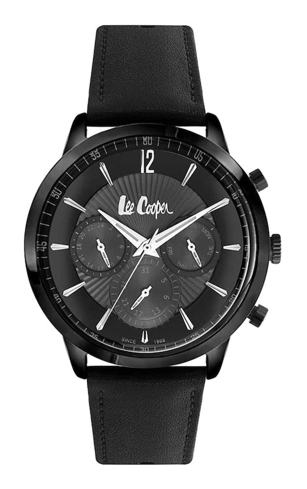 Lee Cooper LC06979.651 Takvimli 41-45 mm Siyah Deri Kordon Analog Erkek Kol Saati