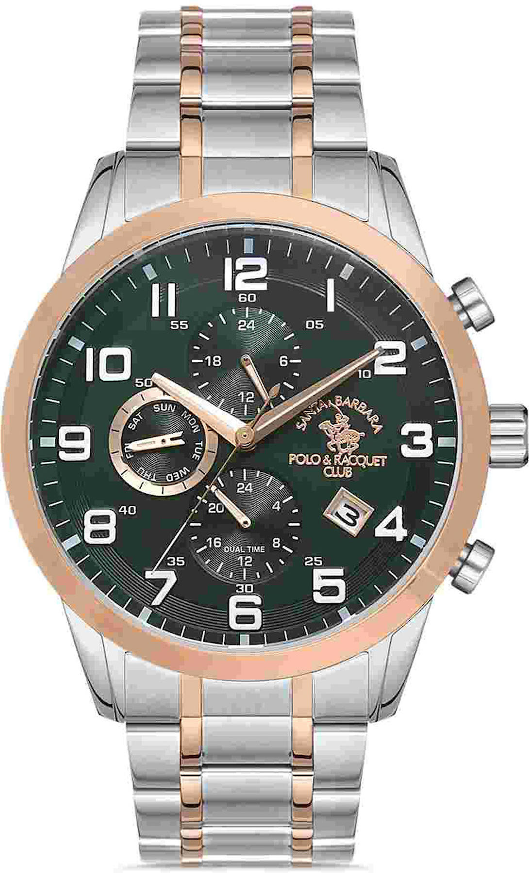 Santa Barbara Polo & Racquet Club SB.1.10369.3 Takvimli 44 mm Çelik Kordon Analog Kol Saati