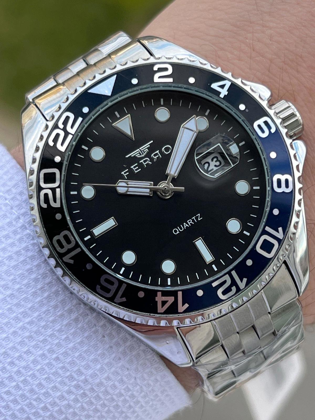 Ferro EFM11196-A7 Su Geçirmez Takvimli 44 mm Çelik Kordon Analog Erkek Kol Saati