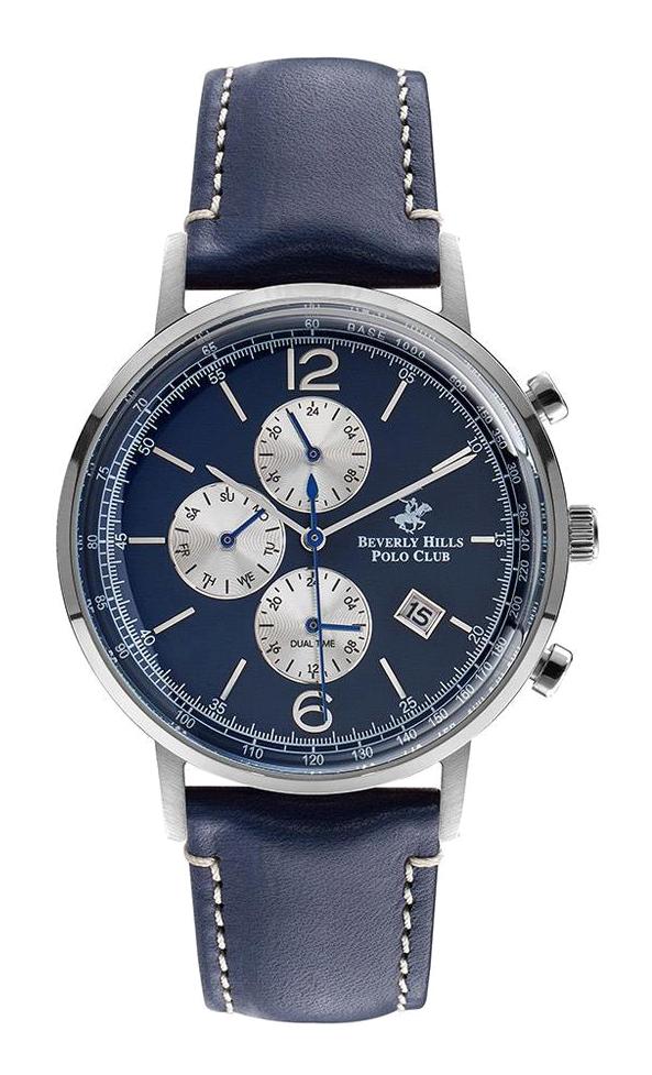 Beverly Hills Polo Club BP3034X399 Takvimli 43 mm Lacivert Deri Kordon Analog Erkek Kol Saati