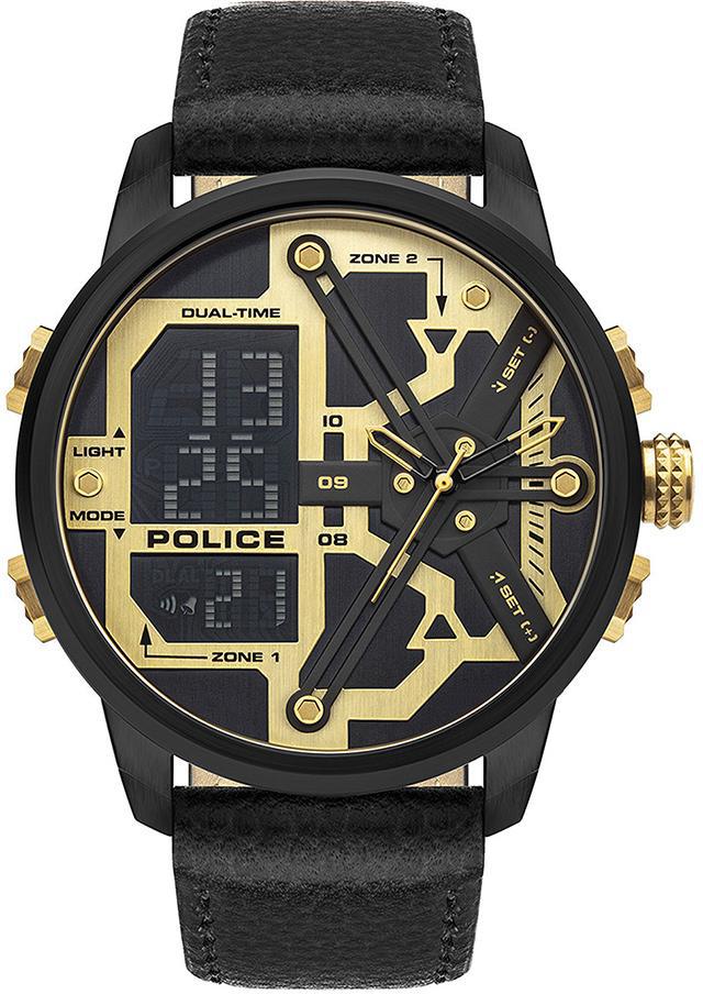 Police PEWJD2003202 Takvimli 48 mm Siyah Deri Kordon Analog Kol Saati