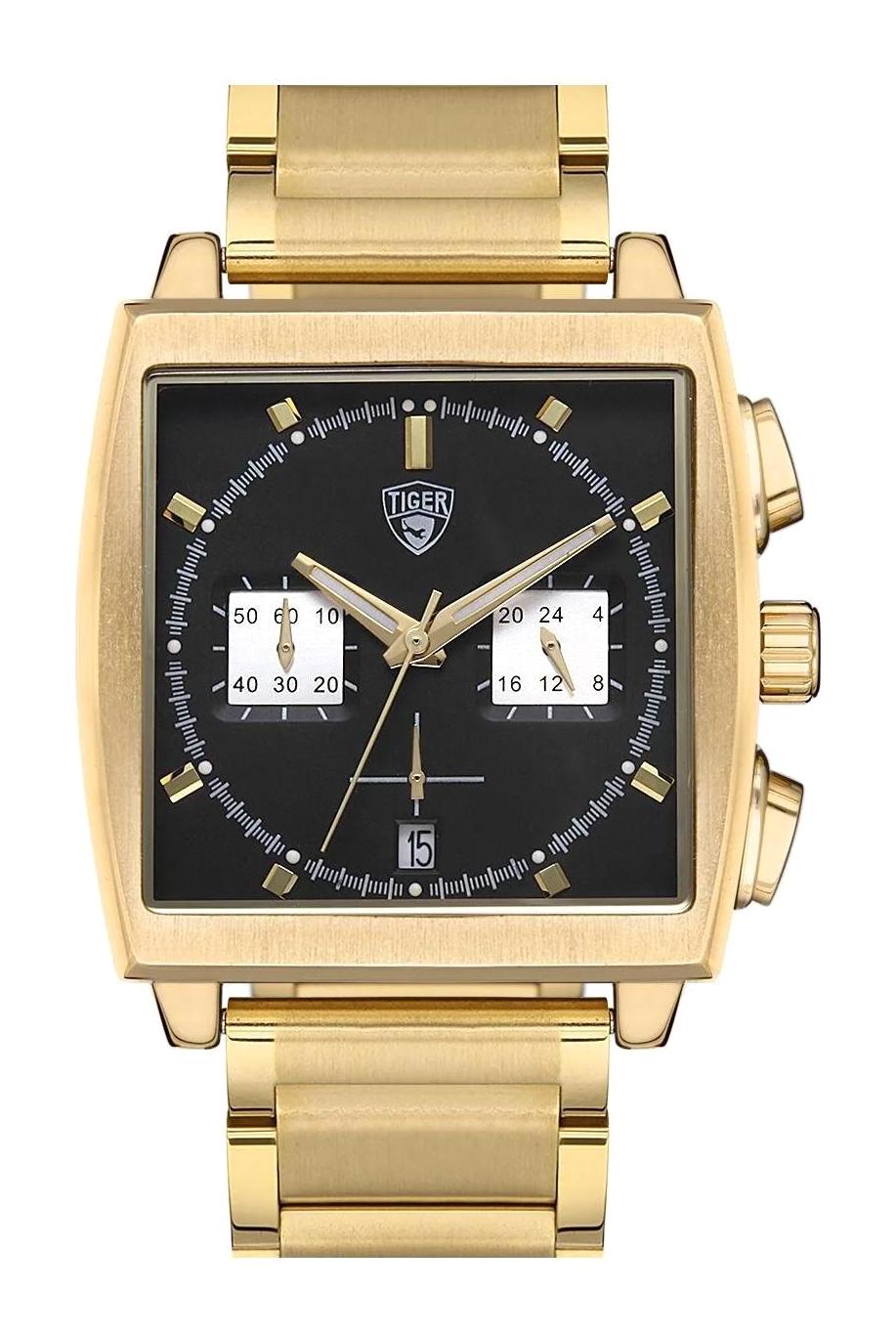 Tiger 600F 42 mm Altın Çelik Kordon Analog Kol Saati
