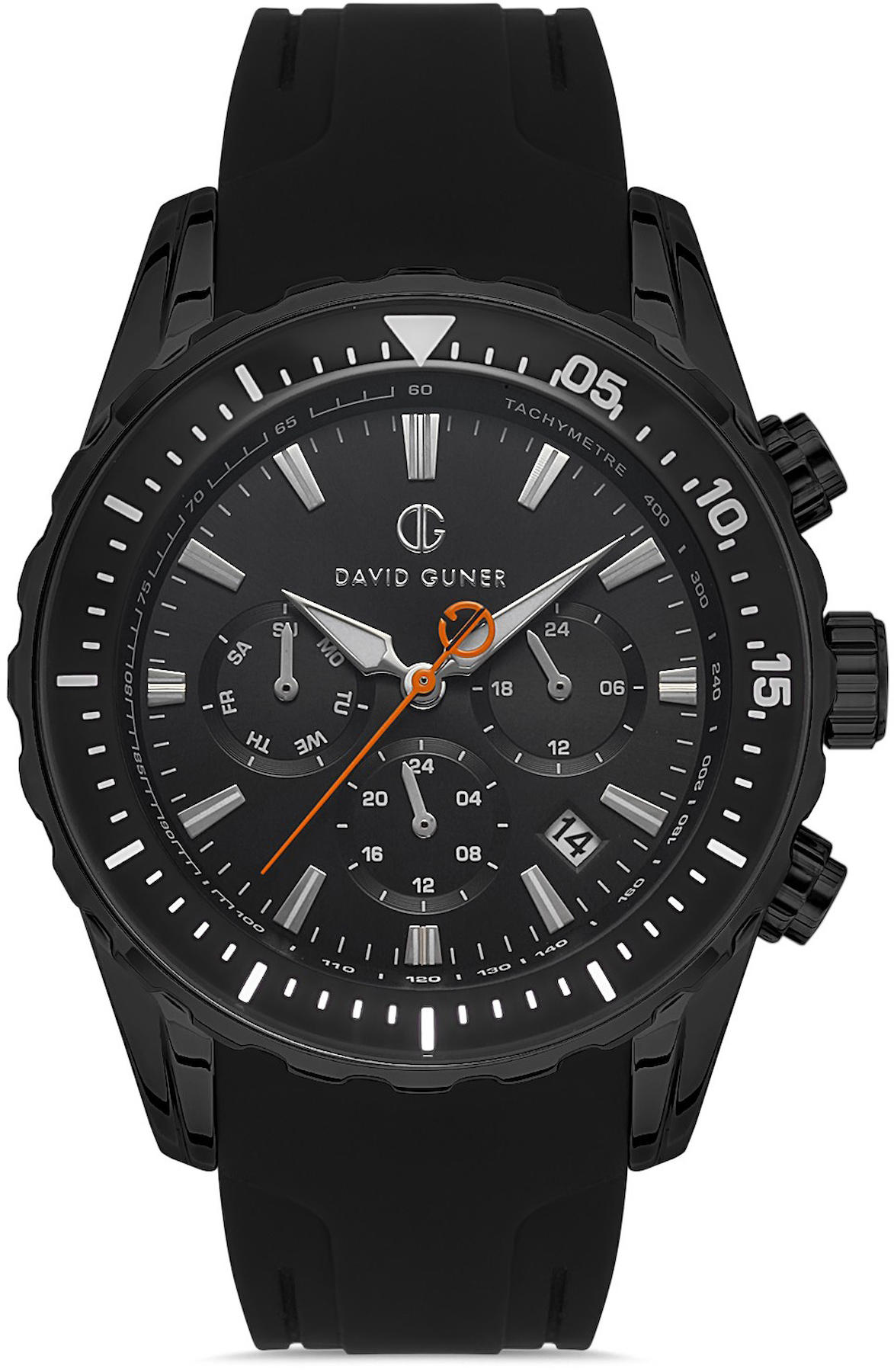 David Guner DG-8404GD-G2 Takvimli 42 mm Siyah Silikon Kordon Analog Kol Saati