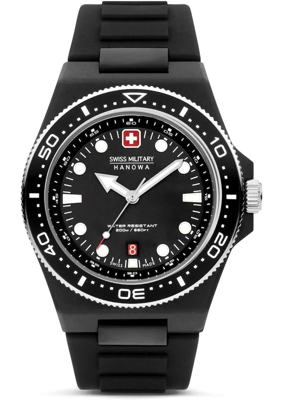 Swiss Military SMWGN0001180 Takvimli 45 mm Siyah Silikon Kordon Analog Erkek Kol Saati
