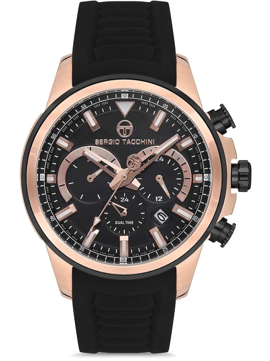 Sergio Tacchini ST.1.10128.2 Takvimli Siyah Silikon Kordon Analog Erkek Kol Saati