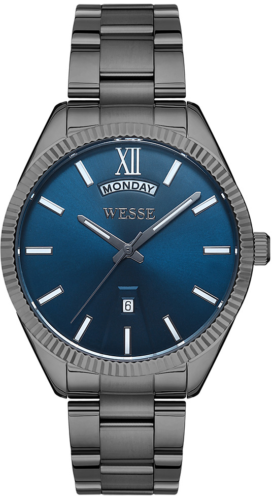 Wesse WWG205504 Takvimli 42 mm Füme Çelik Kordon Analog Erkek Kol Saati