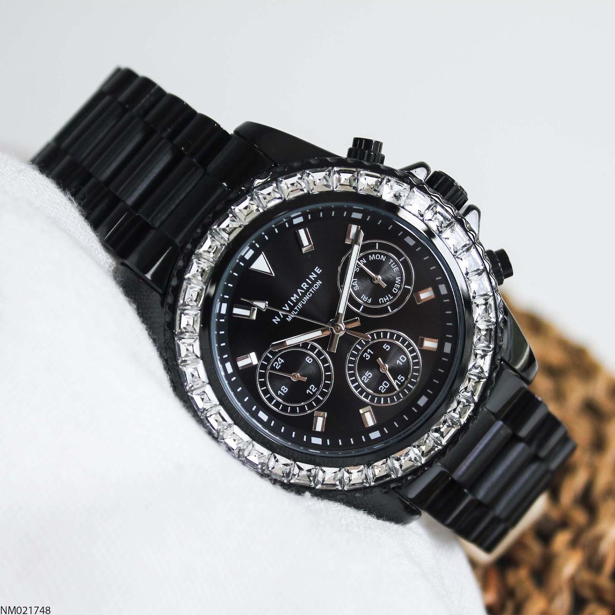 Navimarine NM021748 Takvimli 45 mm Siyah Çelik Kordon Analog Erkek Kol Saati