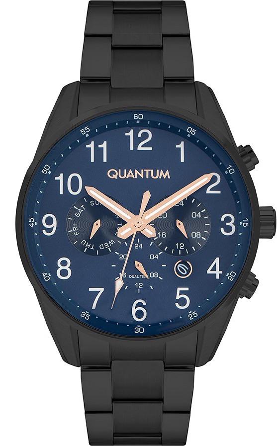Quantum ADG977.690 Takvimli 44 mm Siyah Çelik Kordon Analog Erkek Kol Saati