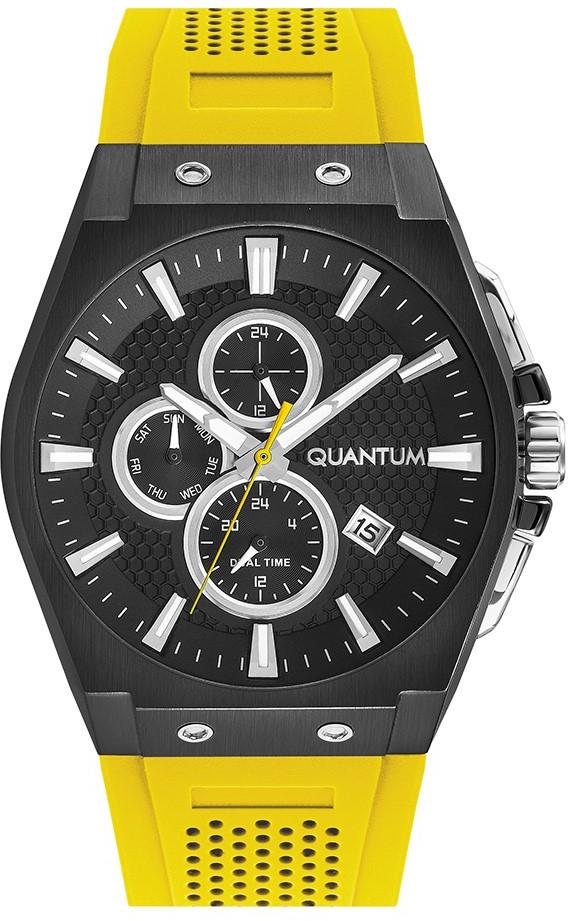 Quantum HNG939.654 Takvimli 45 mm Sarı Plastik Kordon Analog Erkek Kol Saati