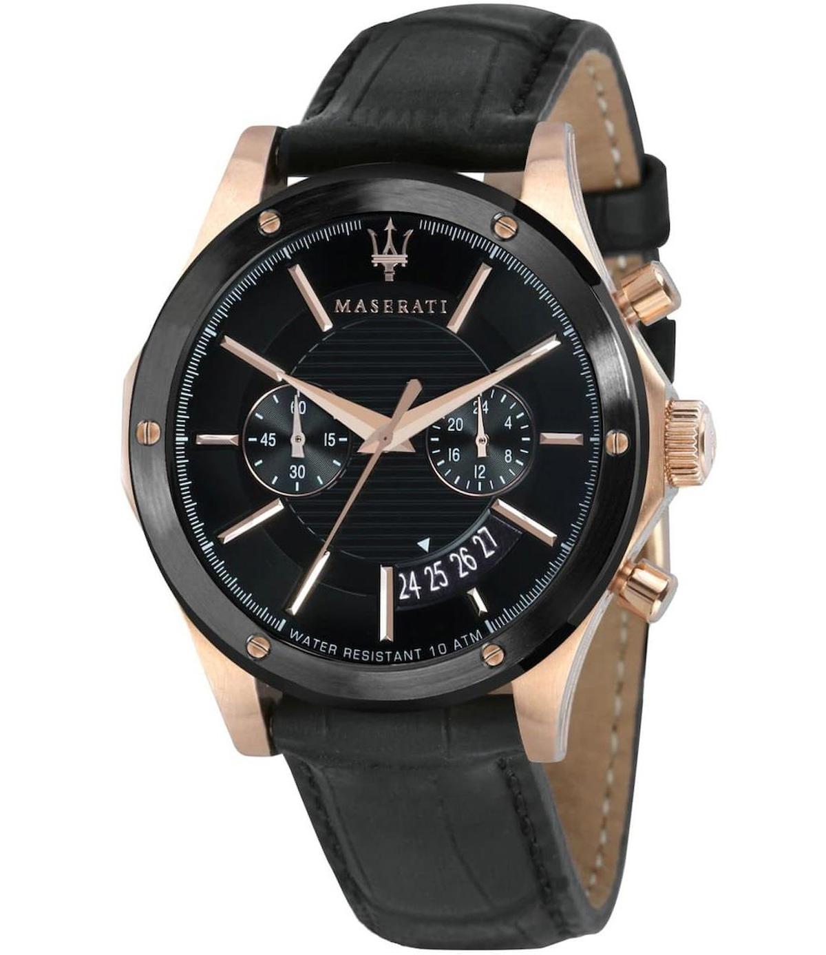 Maserati R8871627001 Takvimli 44 mm Siyah Deri Kordon Analog Erkek Kol Saati