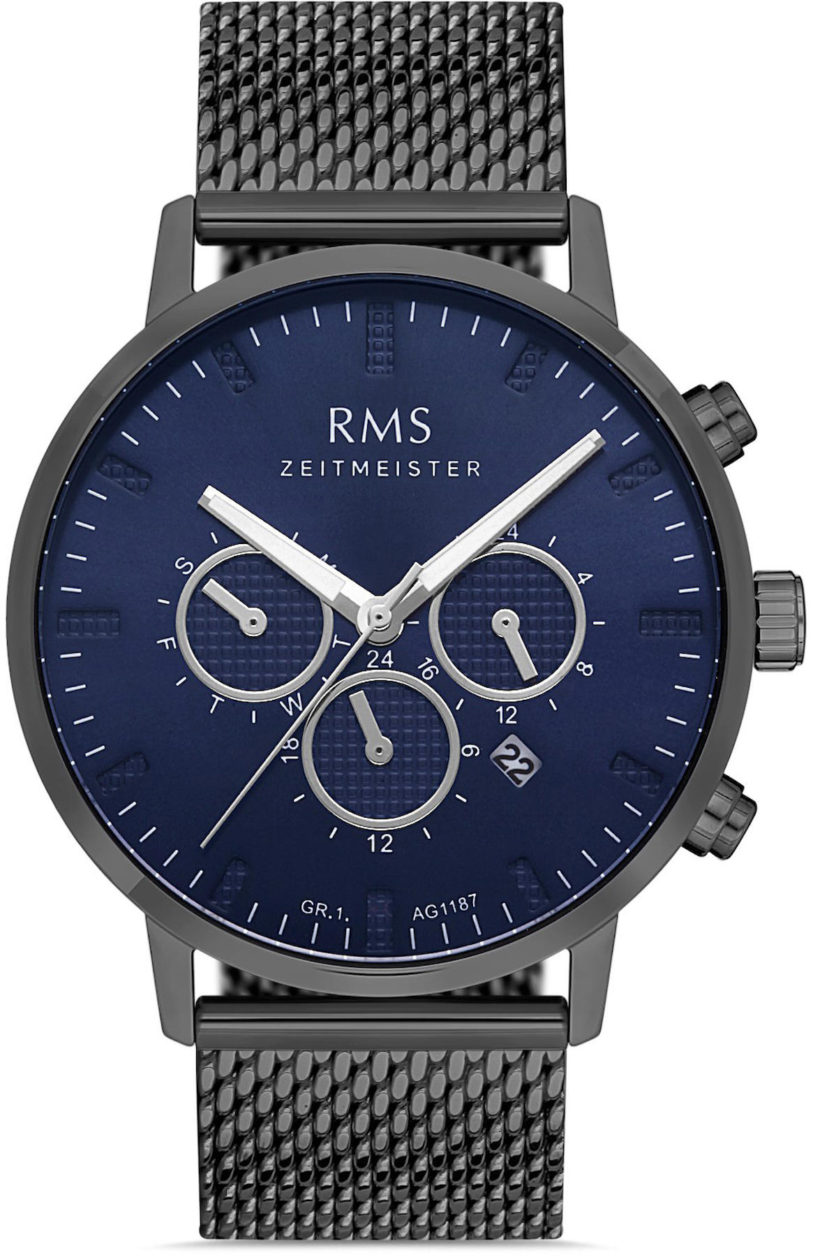 Romanson RMS.1.AG1187.20 Takvimli 43 mm Siyah Çelik Kordon Analog Kol Saati