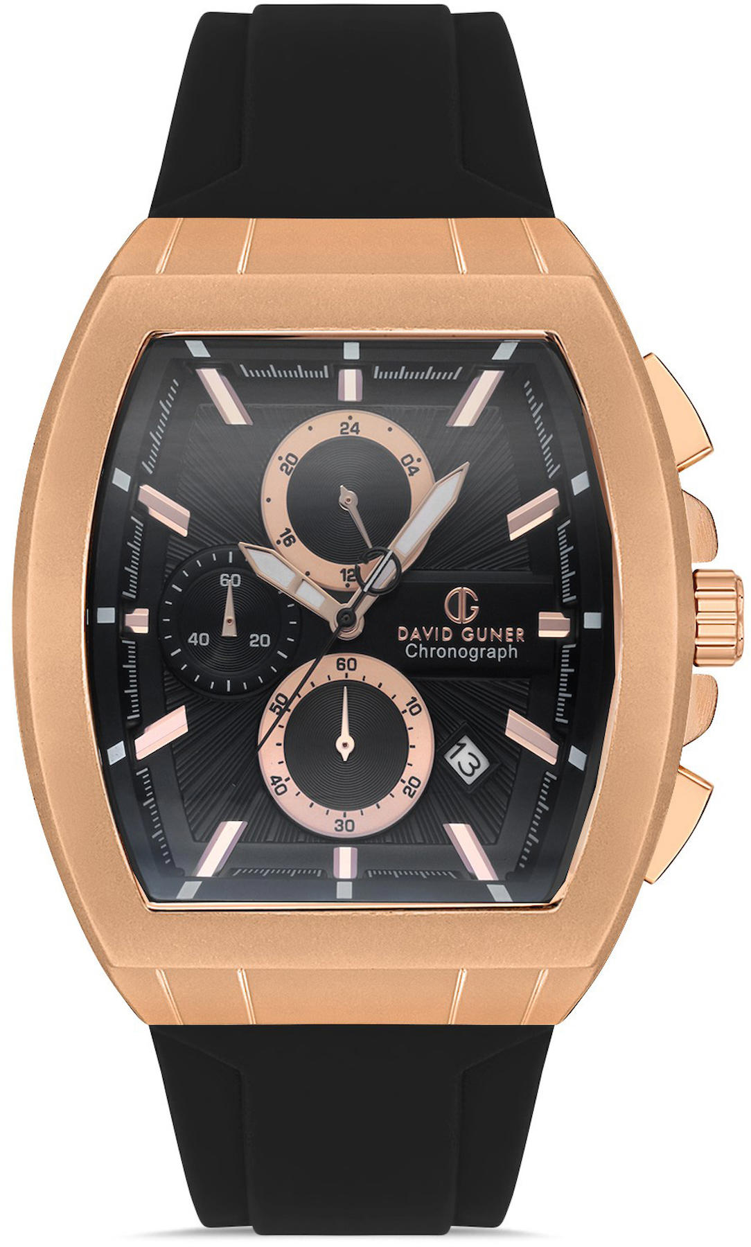 David Guner DG-8485GD-R2 Takvimli 42 mm Siyah Silikon Kordon Analog Kol Saati