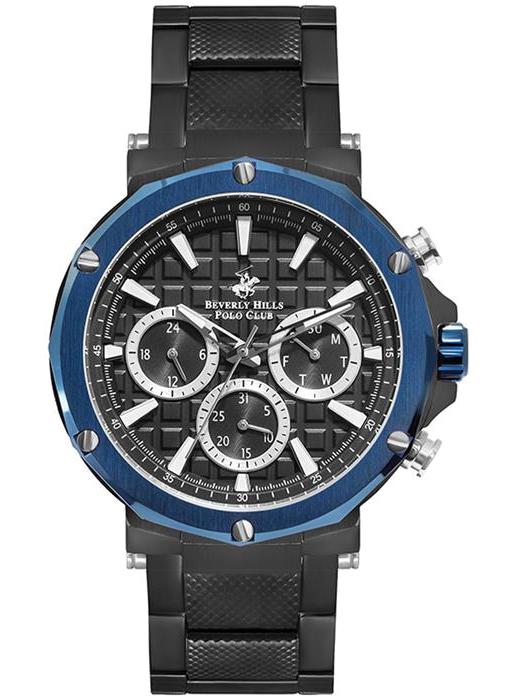 Beverly Hills Polo Club BP3030X650 Takvimli 44 mm Siyah Çelik Kordon Analog Erkek Kol Saati