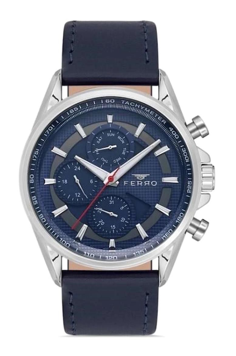 Ferro FM1803BWT-L Takvimli Lacivert Kordon Analog Erkek Kol Saati