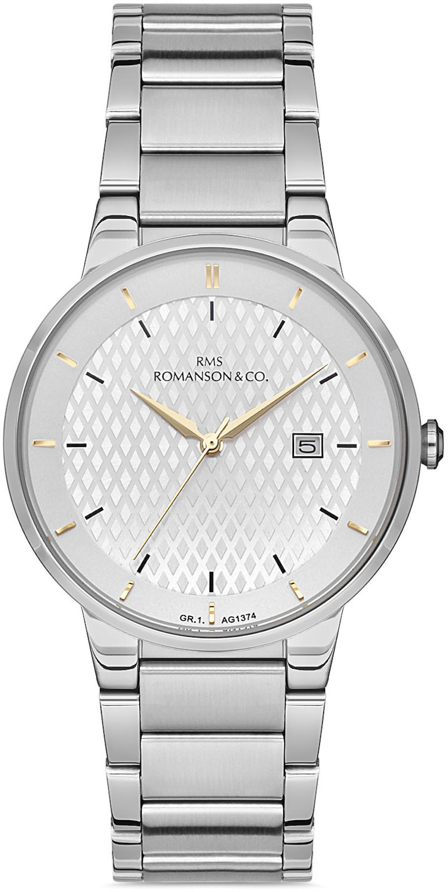 Romanson GR.1.AG1374.14 Takvimli 42 mm Çelik Kordon Analog Kol Saati