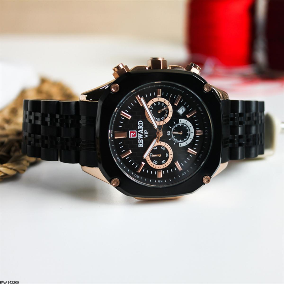 Reward RWA142200 Pusulalı Takvimli 45 mm Siyah Metal Kordon Analog Erkek Kol Saati