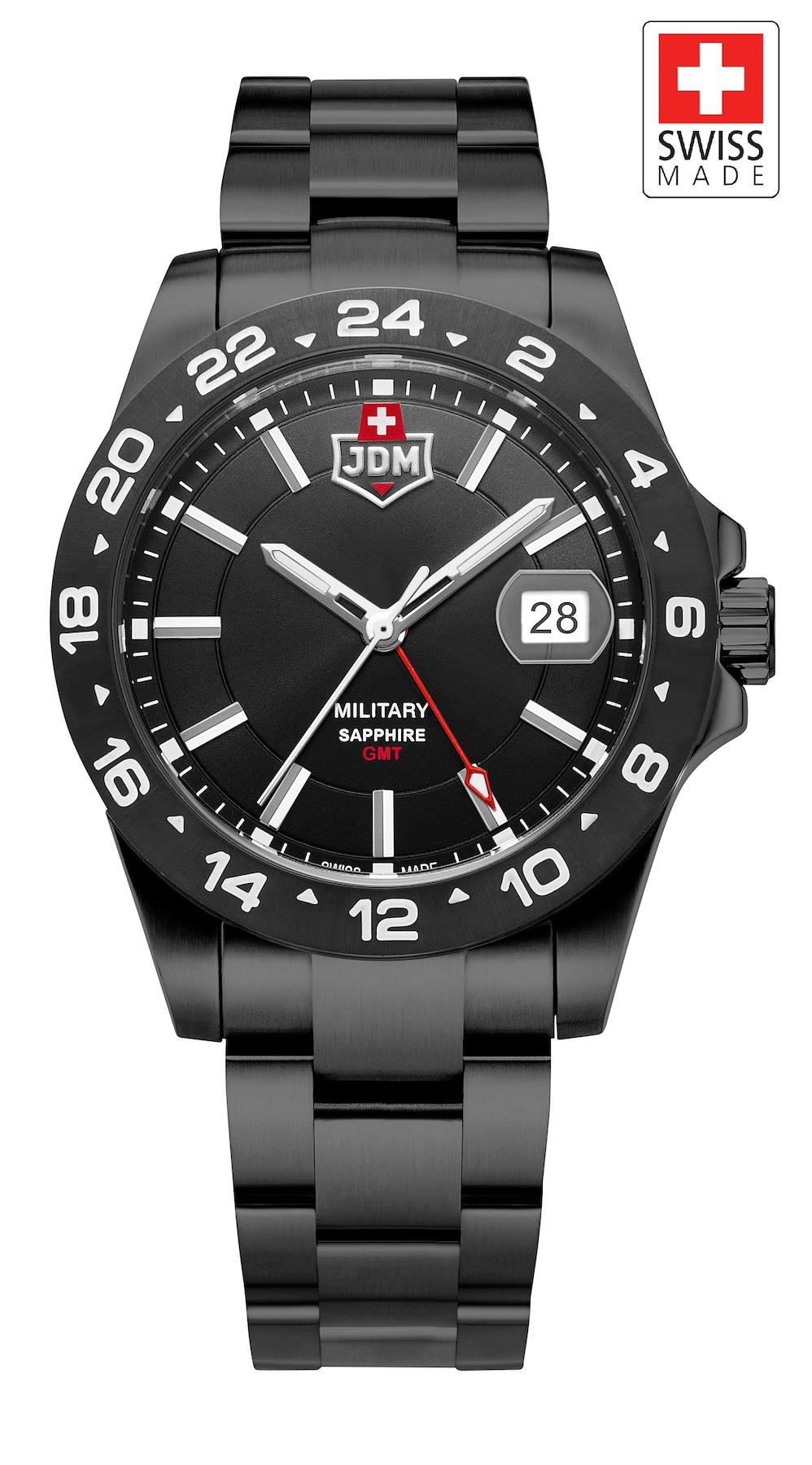 Jdm Military Sapphire JDM-WG018-04 Takvimli 45 mm Siyah Çelik Kordon Analog Erkek Kol Saati