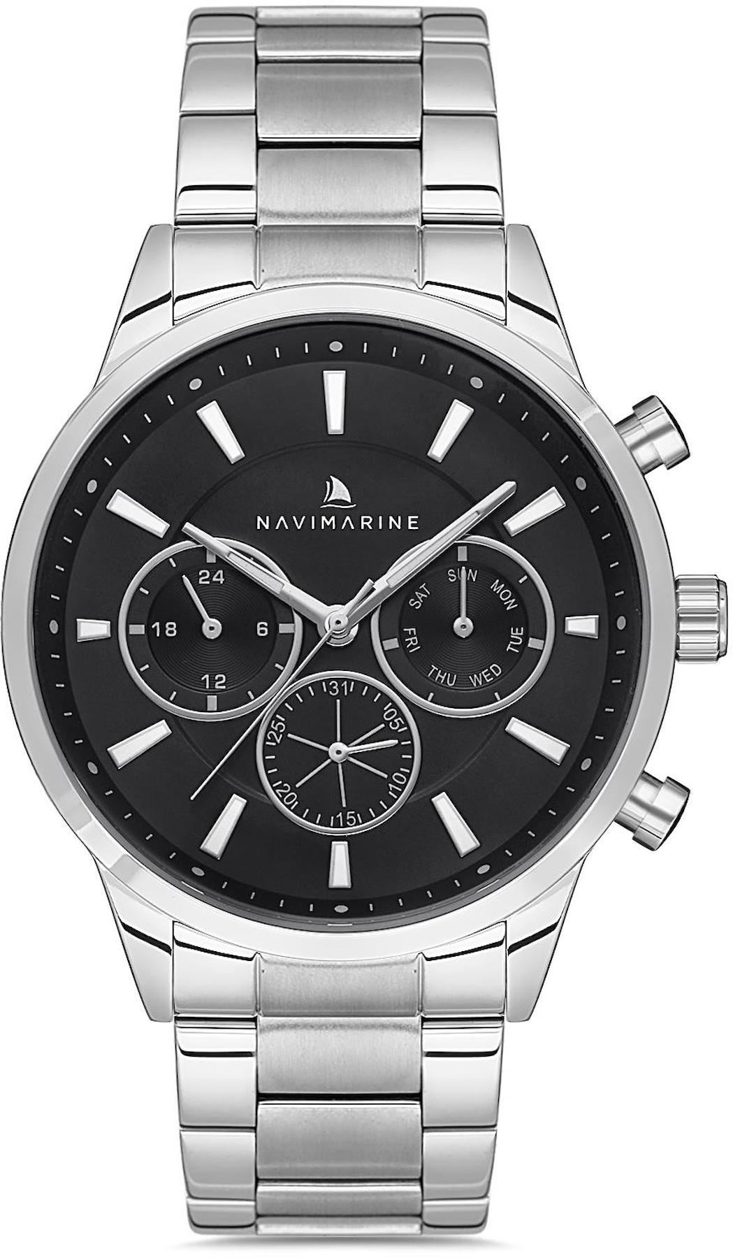 Navimarine NVM66-A2 Takvimli 45 mm Çelik Kordon Analog Kol Saati